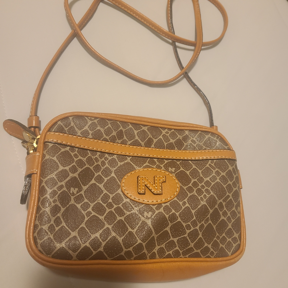 Nina Ricci Brown and Tan Patterned Crossbody Bag